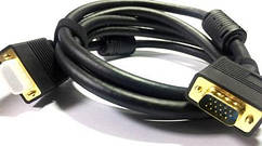 05-06-234. Шнур VGA (штекер - штекер), gold pin, Full HD (1080p), ULT, чорний, в коробці, 2м