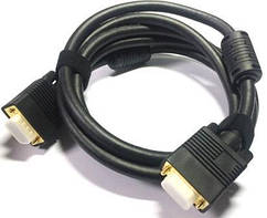 05-06-256. Шнур VGA (штекер - штекер), gold pin, Full HD (1080p), ULT, чорний, в коробці, 5м