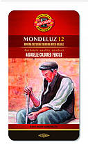 Набір акварельних кольорових олівців Mondeluz Koh-i-Noor, у металевому пеналі 12 кв.