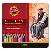 Набор акварельных цветных карандашей Mondeluz Koh-i-Noor, в металлическом пенале 24 цв.