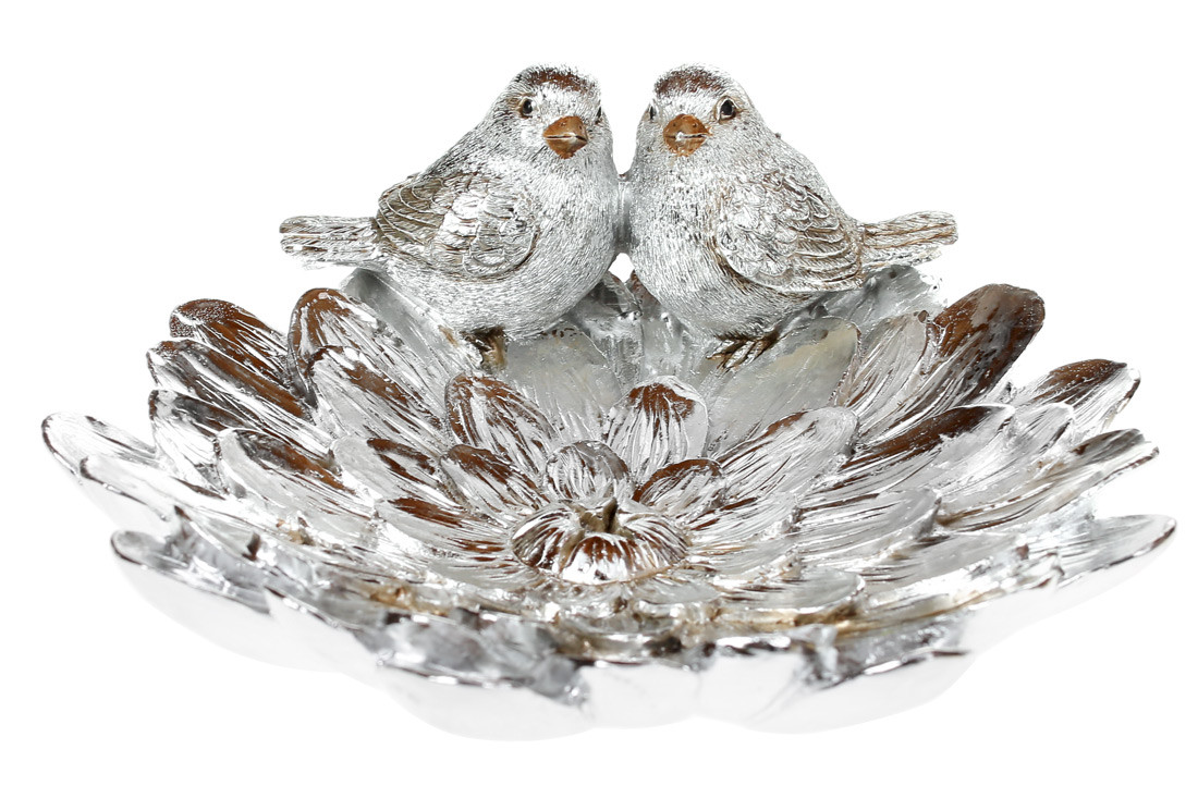 Декоративна тарілка Пташки 20см, колір - срібло