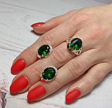 Срібний набір з золотими пластинами і смарагдом "Єсенія", фото 2