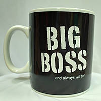 Кружка керамічна велика чорна Big Boss 900мл Чашка з принтом "Бос" Кружка Гігант Великий Босс