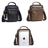 Сумка барсетка чоловіча з натуральної шкіри ZZNICK (чорна), фото 2