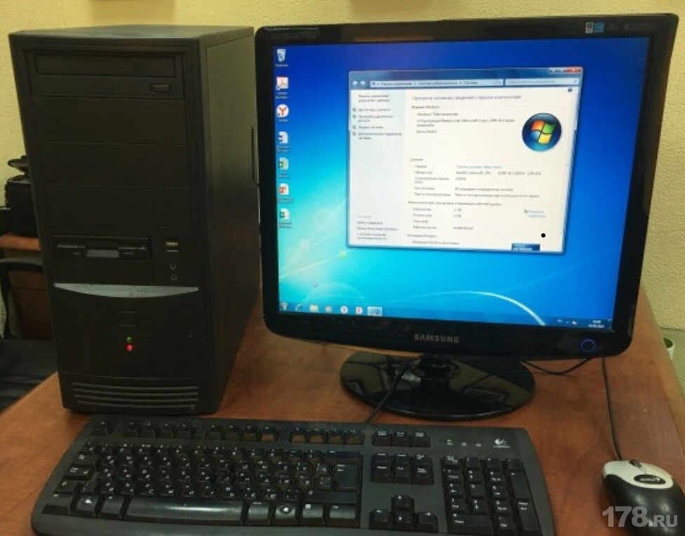 Б/В, комп'ютер у зборі, Intel Core 2 Duo, 2 ядра, ОЗП 6 ГБ, HDD 160 ГБ, монітор 17"