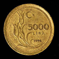 Монета Туреччини 5000 лір 1996-97 рр.