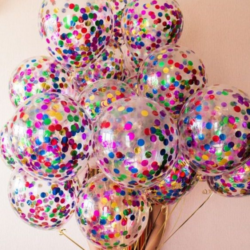 Кульки гелієві 30 см прозорі з конфеті код 01-02, фото 1