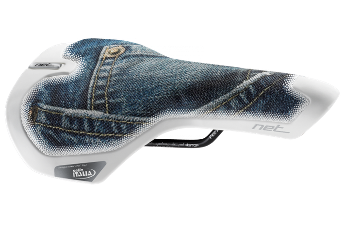 Сідло NET Jeans синій 168х257мм, FeC Alloy 360g, фото 1