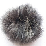 Хутряний бубон (помпон) з натурального хутра кролика.Квіть чорний.Розмір 6-8 см, фото 4