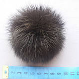 Хутряний бубон (помпон) з натурального хутра кролика.Квіть чорний.Розмір 6-8 см, фото 3