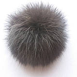 Хутряний бубон (помпон) з натурального хутра кролика.Квіть чорний.Розмір 6-8 см, фото 2