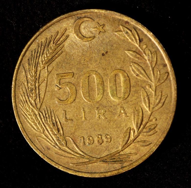 Монета Туреччини 500 літрів 1989-90 рр., фото 1