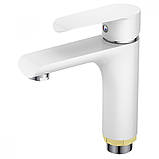 Змішувач для умивальника білий MIXXUS COLORADO 001 (MI1638) WHITE ГАЙКА, фото 2