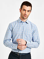 Белая мужская рубашка LC Waikiki / ЛС Вайкики в голубую и коричневую клетку