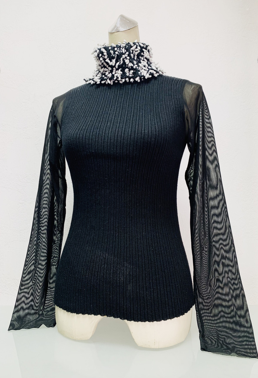 Светр під горло гольф жіночий чорний ошатний, фото 1