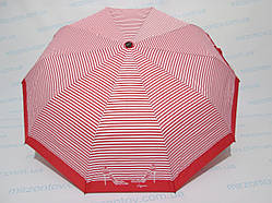 Жіночий напівавтомат зонт в смужку червоний