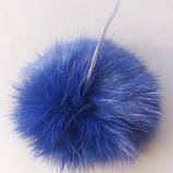 Хутряний бубон (помпон) з натурального хутра кролика.Колір електрик.Розмір 6-8 см, фото 3