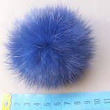 Хутряний бубон (помпон) з натурального хутра кролика.Колір електрик.Розмір 6-8 см, фото 2