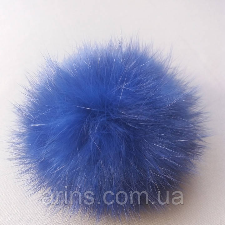 Хутряний бубон (помпон) з натурального хутра кролика.Колір електрик.Розмір 6-8 см, фото 1