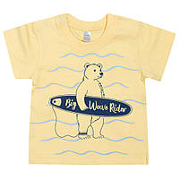 Детская ясельная футболка для мальчика Мишка-сёрфер 74 см