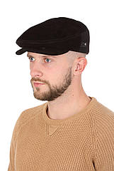 Кепка чоловіча класична реглан замшева чорна з тканинною вставкою