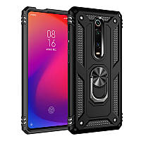 Протиударний чохол із кільцем підставкою для Xiaomi Mi 9T pro чорний матовий