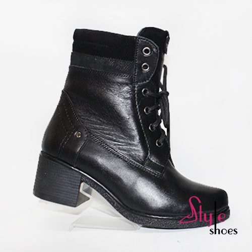 Черевики жіночі на шнурівці з блисковкою на підборах «Style Shoes»