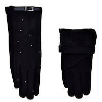 Рукавички жіночі хутряні Grace 560 XS (6) замш х\б чорні