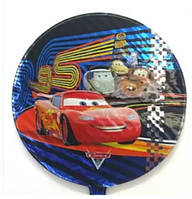 Куля фольгована кругла "Тачки" на синьому тлі (Китай)