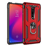 Протиударний чохол із кільцем підставкою для Xiaomi Mi 9T pro червоний матовий