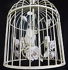 Люстра-клітина з квітами в стилі шеббі-шик 3 лампочки, d35х40, фото 2