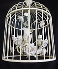 Люстра-клітина з квітами в стилі шеббі-шик 3 лампочки, d35х40, фото 4