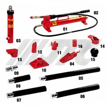 Комплект для правки кузова гідравлічний 10 т 17 од. JTC HB210