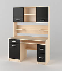 Великий письмовий комп'ютерний стіл для ноутбука з надбудовою, тумбою, шухлядами та полицями 125 см Макс-2 Летро