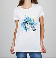 Жіноча футболка з принтом Кінь L, Білий Push IT