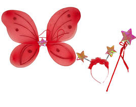 Карнавальний костюм набір метелика — крила 50х36 см червоний