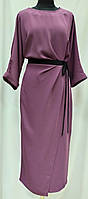 Жіноче плаття великого розміру нарядне  лілове з чорним поясом, Туреччина