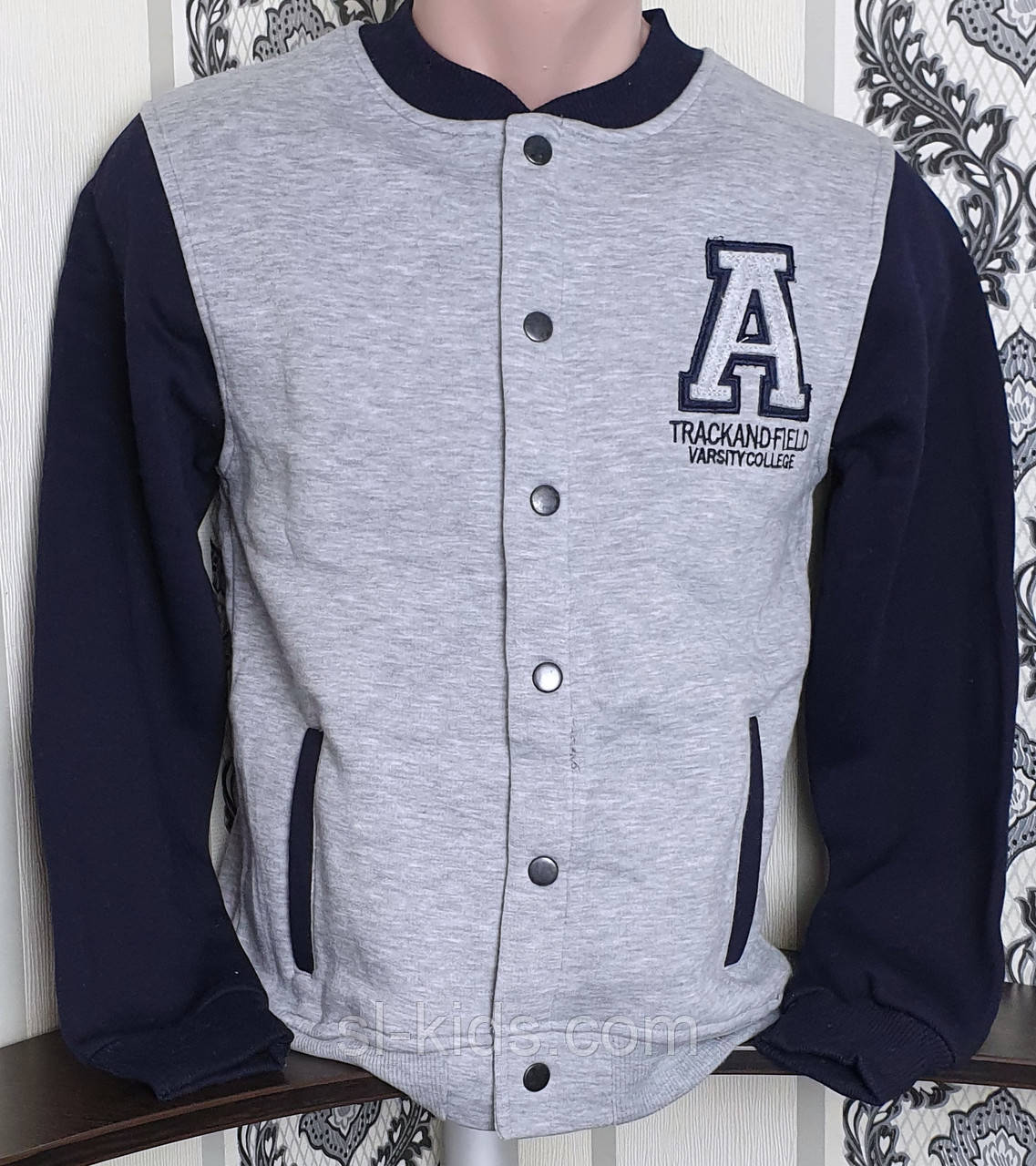 Бомбер на байці 134-164 см (3-х нитка) сірий FIGO