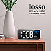 Годинник настільний електронний дзеркальний Losso Premium (BT) з LED підсвічуванням та термометром (чорні), будильник, фото 6