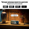 Годинник настільний електронний дзеркальний Losso Premium (BT) з LED підсвічуванням та термометром (чорні), будильник, фото 7