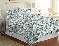 Бязь Gold бавовняна "кішки в кіно сіро-м'ятні" 220см, фото 3