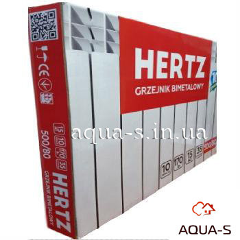 Радиатор биметаллический HERTZ 500/80 для центрального отопления (35 бар) 10 секций (Польша) - фото 1 - id-p1059037065