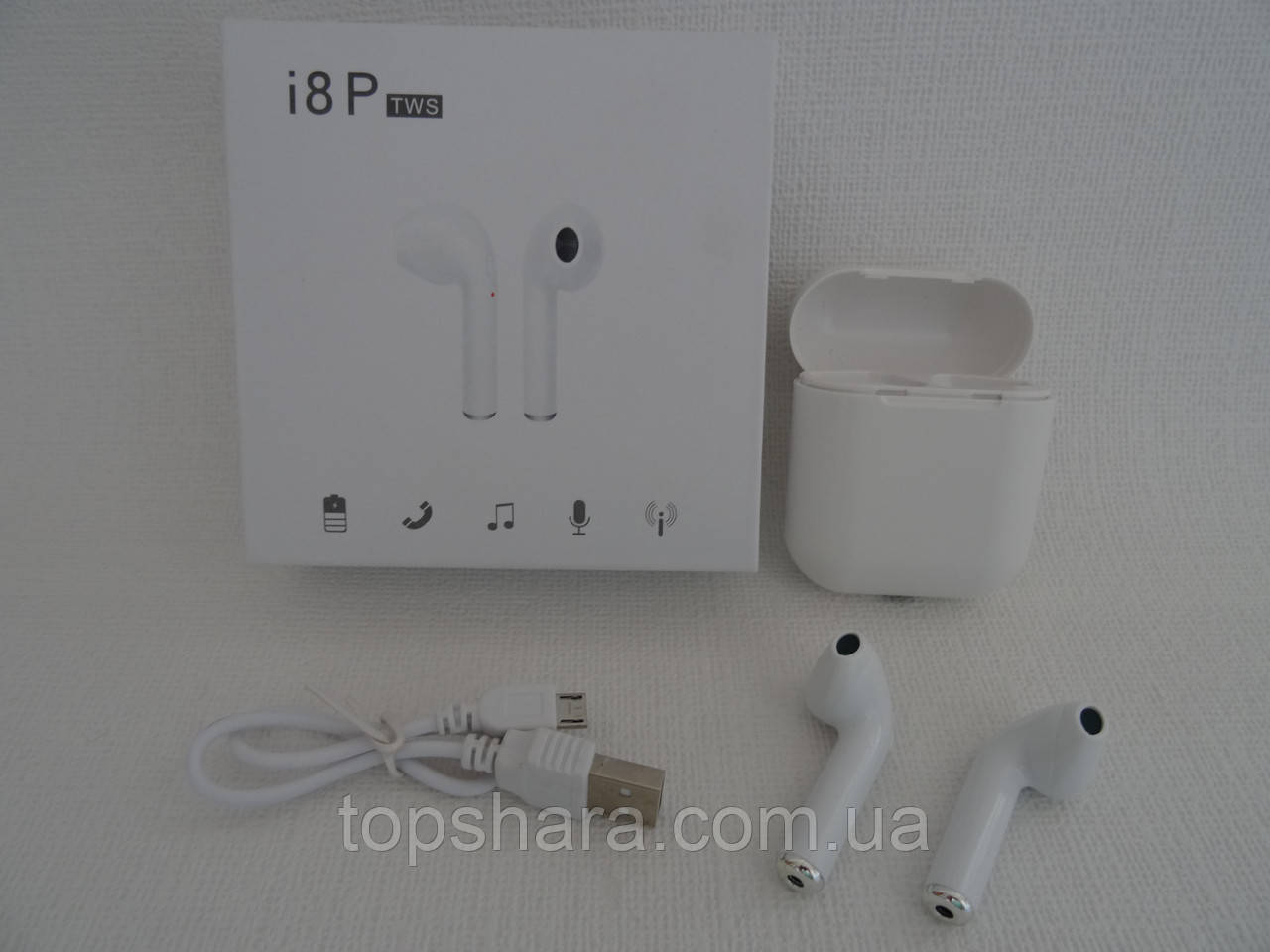 Бездротова гарнітура Bluetooth stereo i8P TWS White