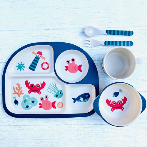 Набір бамбукових посуду для дітей краб