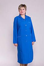 Жіночий медичний і робочий халат з габардину синього кольору 46-66
