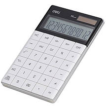 Калькулятор бухгалтерський Deli 1589 білий, 12 розряд, безшовні кнопки, 165*103*125 мм, фото 3