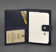 Обкладинка для паспорта зі шкіри з віконцем 5.0 (темно-синя) шкіра Crazy Horse, фото 5