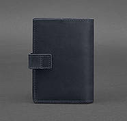 Обкладинка для паспорта зі шкіри з віконцем 5.0 (темно-синя) шкіра Crazy Horse, фото 2