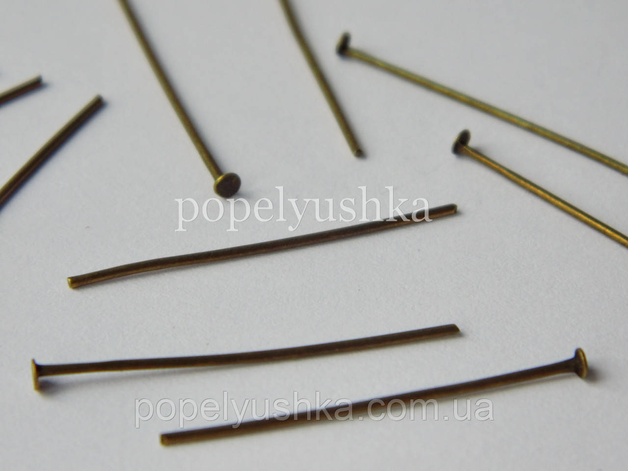 Шпилька з плоскою шляпкою 4 см Бронза (5 шт), фото 1