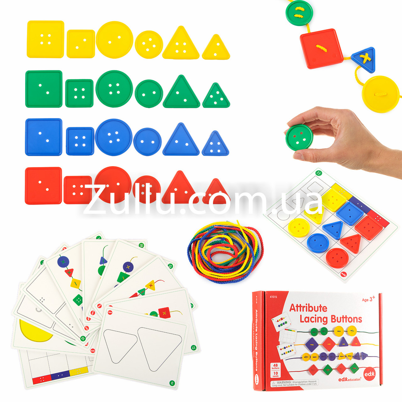 Шнурівка "Ґудзики" (48 ґудзиків, 10 карток) EDX Education